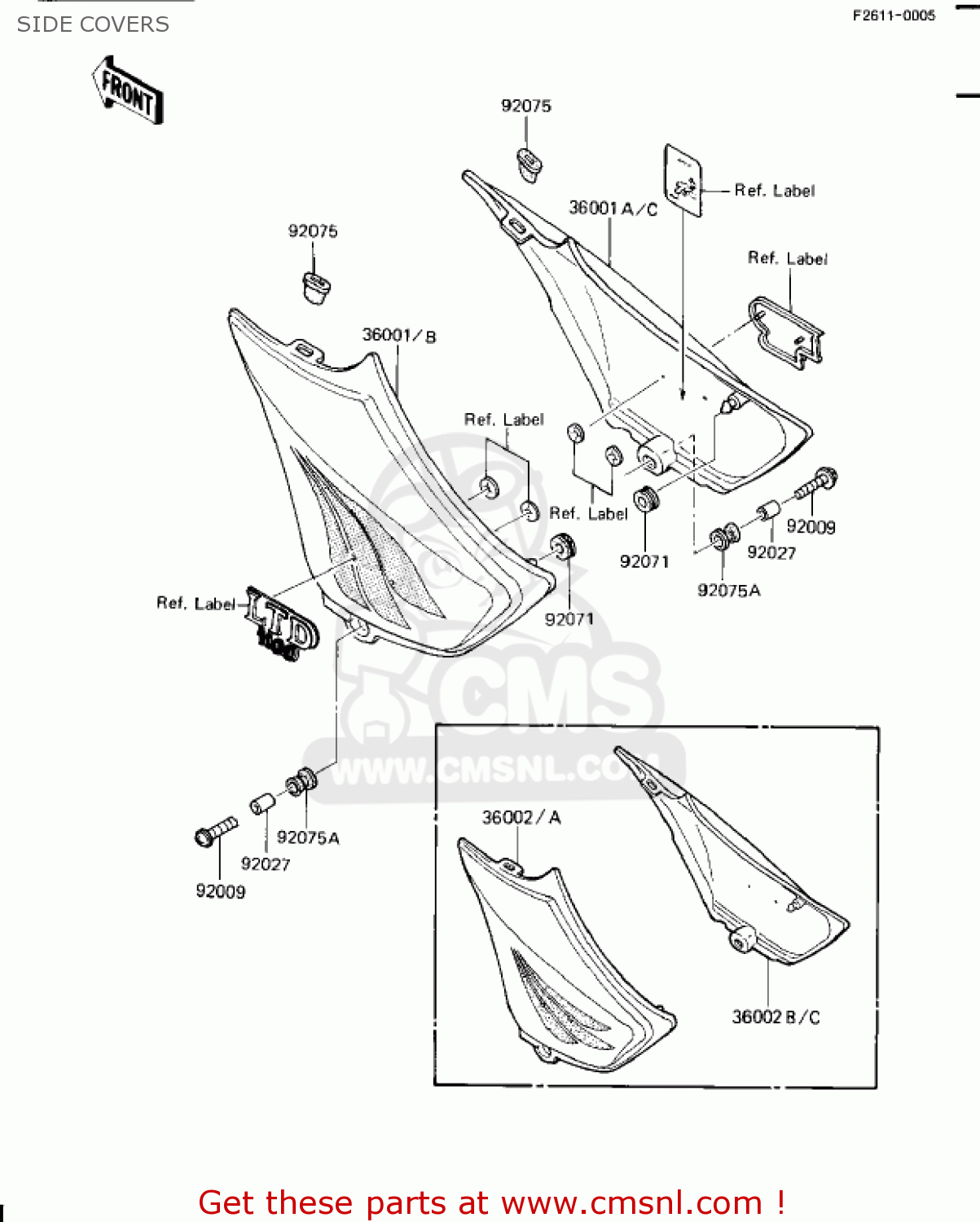 SIDE COVERS ZN1100B2 SHAFT 1985 USA CALIFORNIA CANADA / LTD