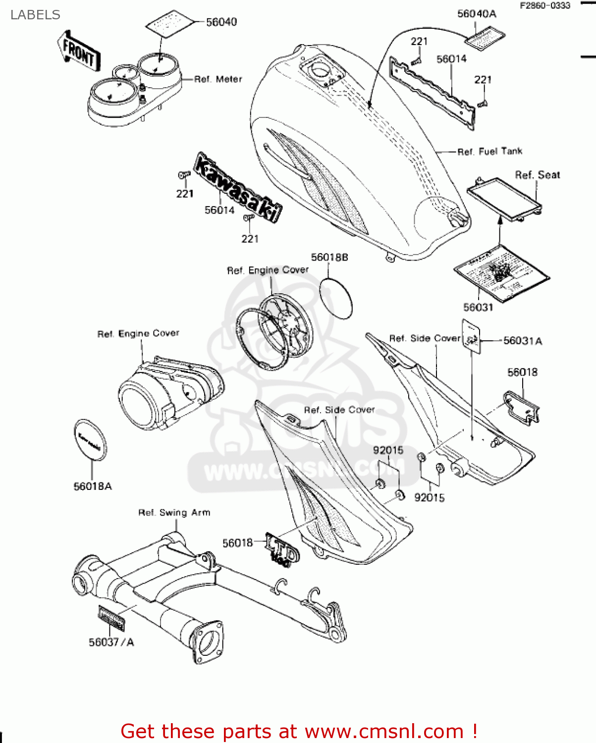 LABELS ZN1100B2 SHAFT 1985 USA CALIFORNIA CANADA / LTD