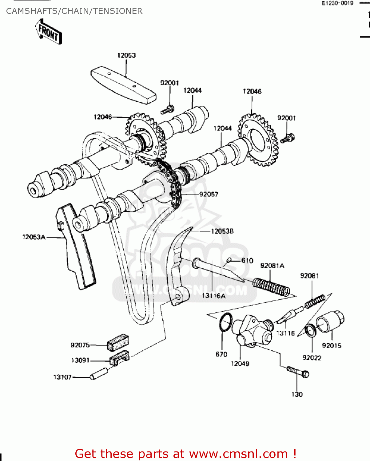 CAMSHAFTS/CHAIN/TENSIONER ZN1100B2 SHAFT 1985 USA CALIFORNIA CANADA / LTD