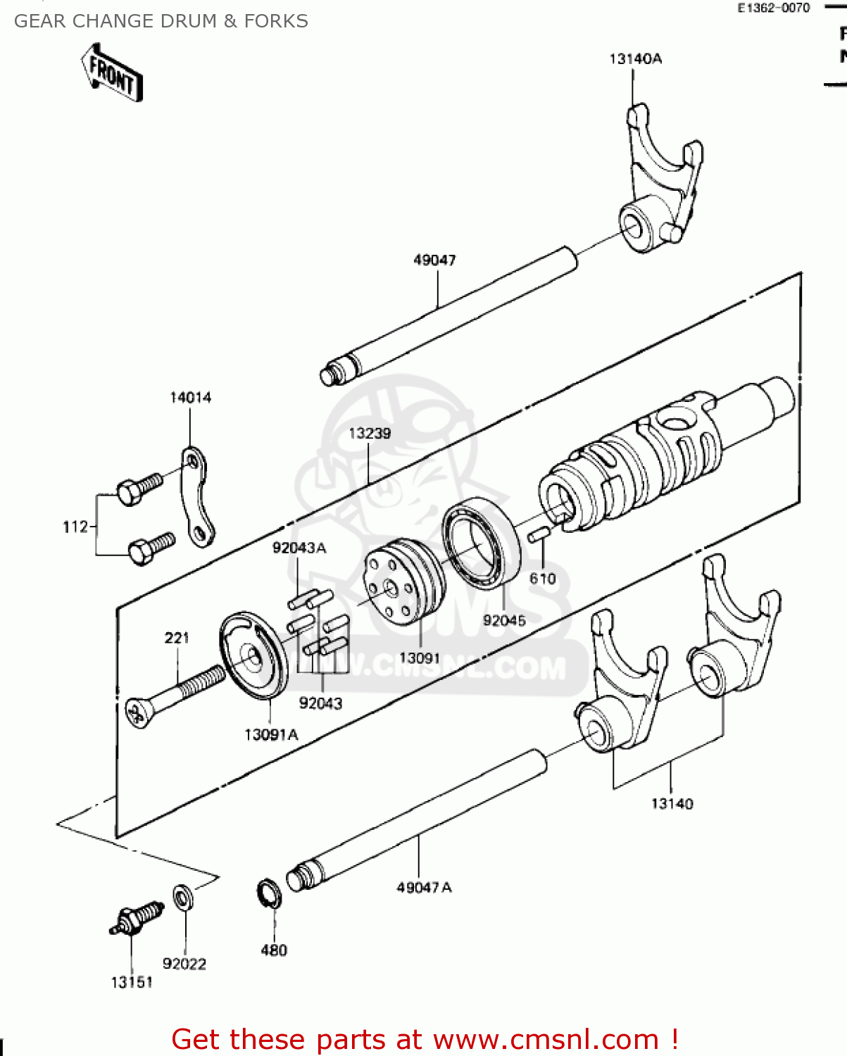 GEAR CHANGE DRUM & FORKS ZN1100B2 SHAFT 1985 USA CALIFORNIA CANADA / LTD