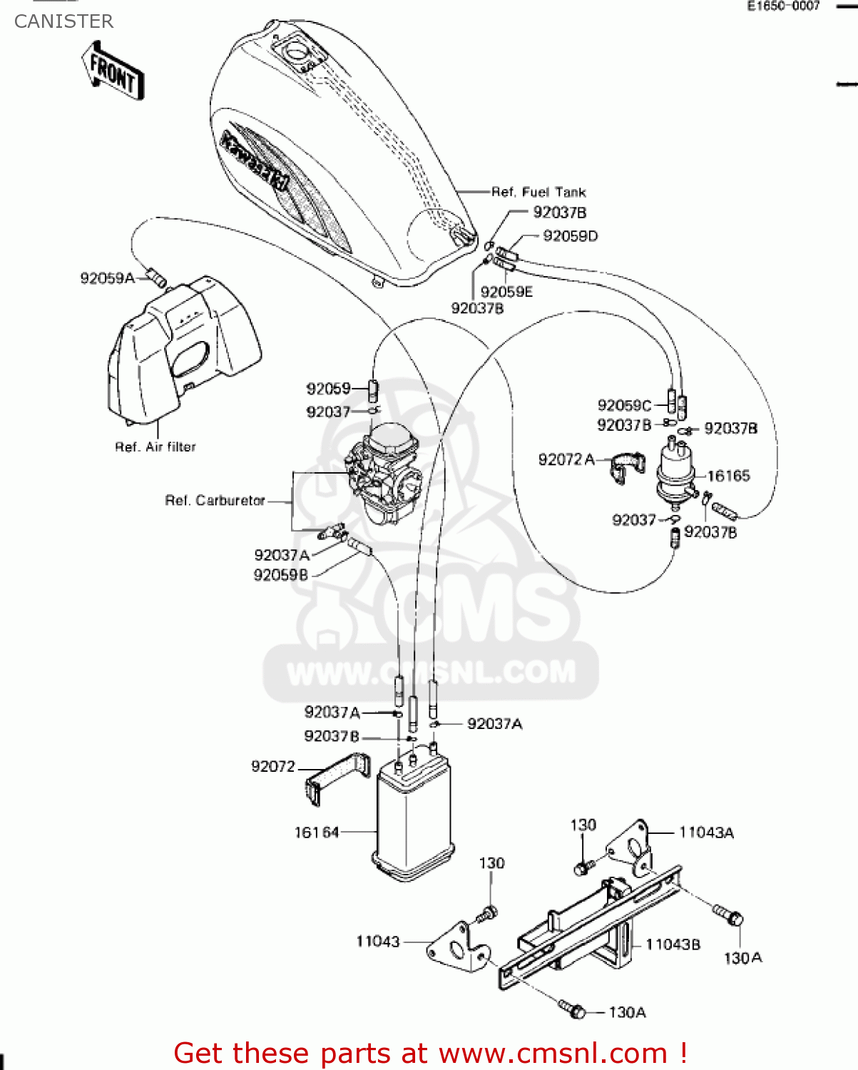CANISTER ZN1100B2 SHAFT 1985 USA CALIFORNIA CANADA / LTD