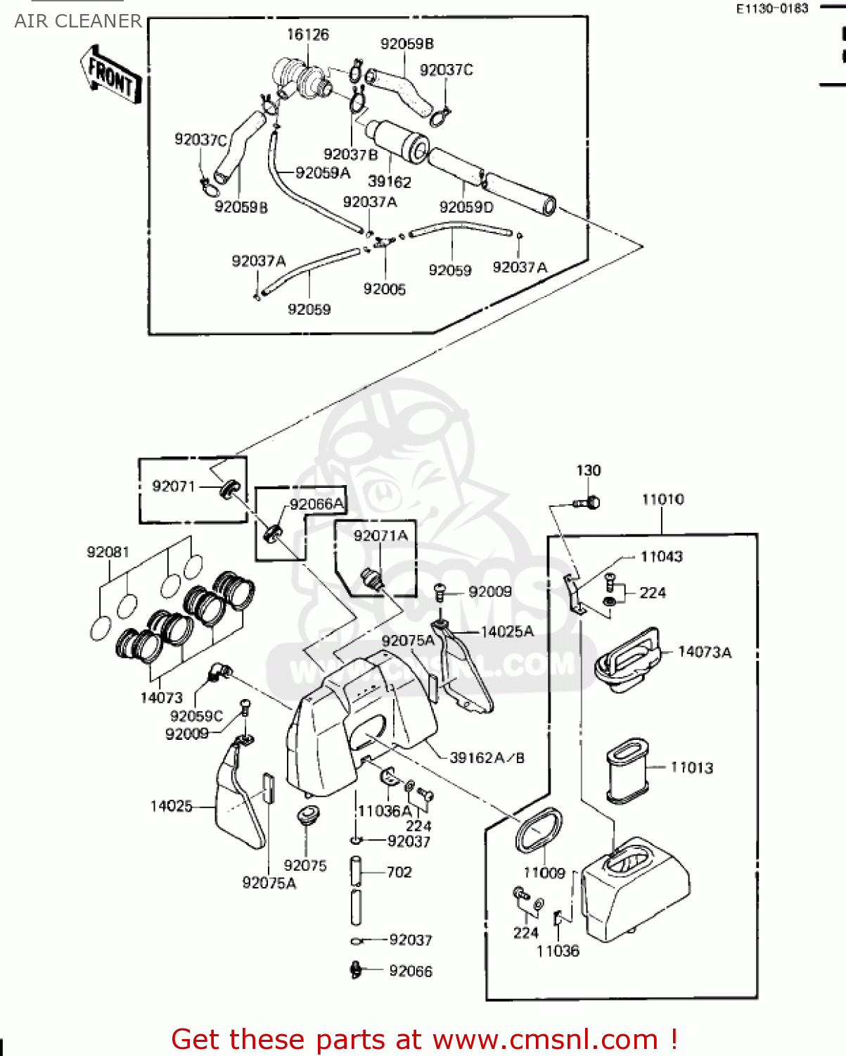 AIR CLEANER ZN1100B2 SHAFT 1985 USA CALIFORNIA CANADA / LTD