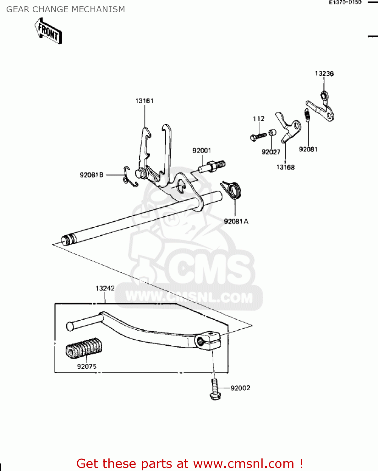 GEAR CHANGE MECHANISM ZN1100B2 SHAFT 1985 USA CALIFORNIA CANADA / LTD