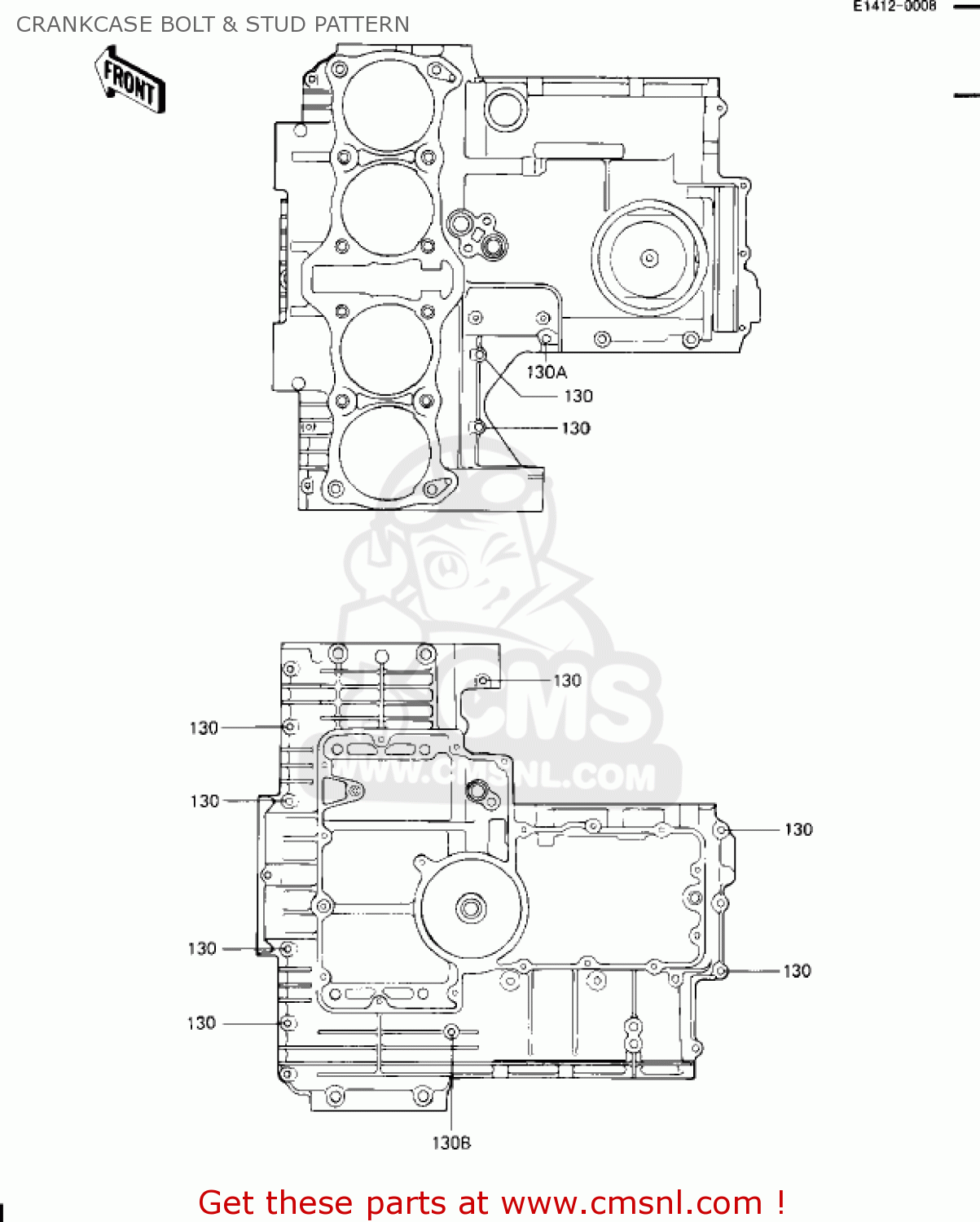 CRANKCASE BOLT & STUD PATTERN ZN1100B2 SHAFT 1985 USA CALIFORNIA CANADA / LTD