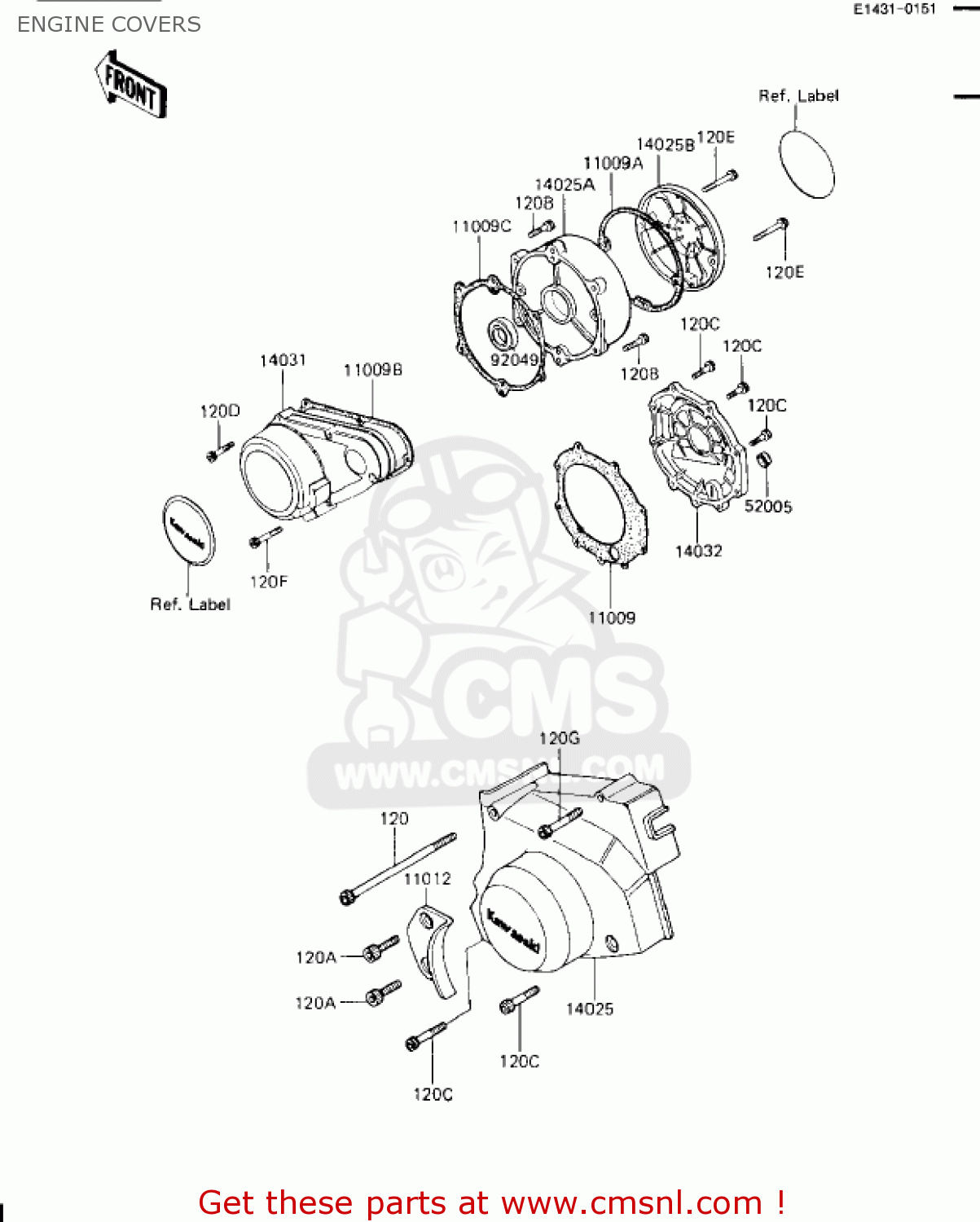 ENGINE COVERS ZN1100B2 SHAFT 1985 USA CALIFORNIA CANADA / LTD