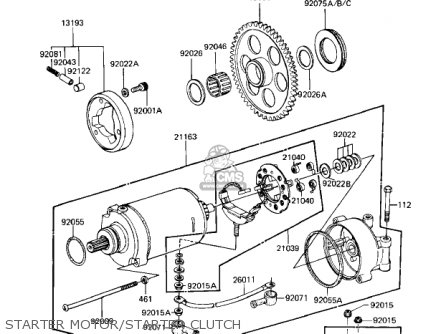 STARTER MOTOR/STARTER CLUTCH - ZN1100B2 SHAFT 1985 USA CALIFORNIA CANADA / LTD