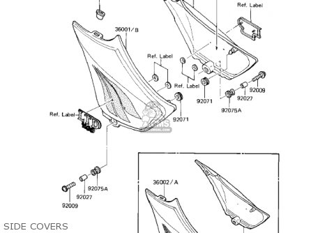 SIDE COVERS - ZN1100B2 SHAFT 1985 USA CALIFORNIA CANADA / LTD