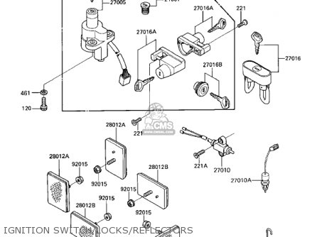 IGNITION SWITCH/LOCKS/REFLECTORS - ZN1100B2 SHAFT 1985 USA CALIFORNIA CANADA / LTD