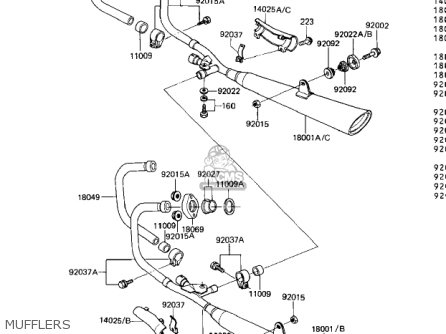 MUFFLERS - ZN1100B2 SHAFT 1985 USA CALIFORNIA CANADA / LTD