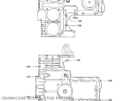 CRANKCASE BOLT & STUD PATTERN - ZN1100B2 SHAFT 1985 USA CALIFORNIA CANADA / LTD