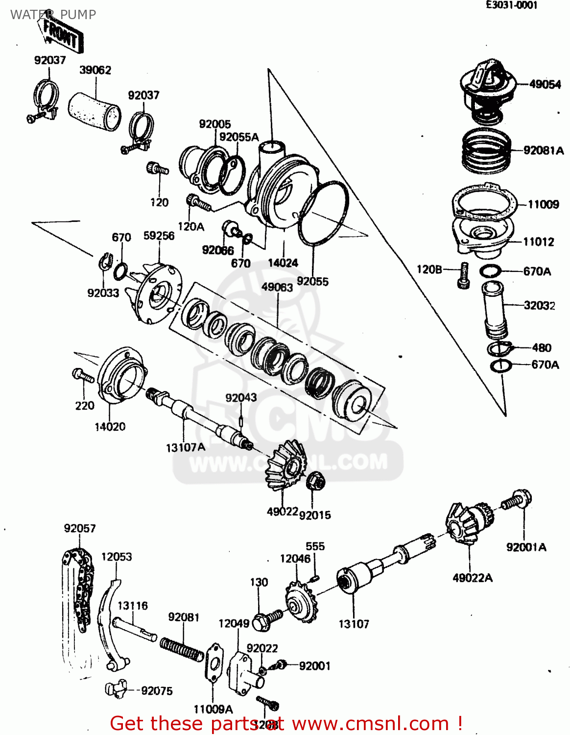 WATER PUMP ZN1300A1 1983 USA CANADA