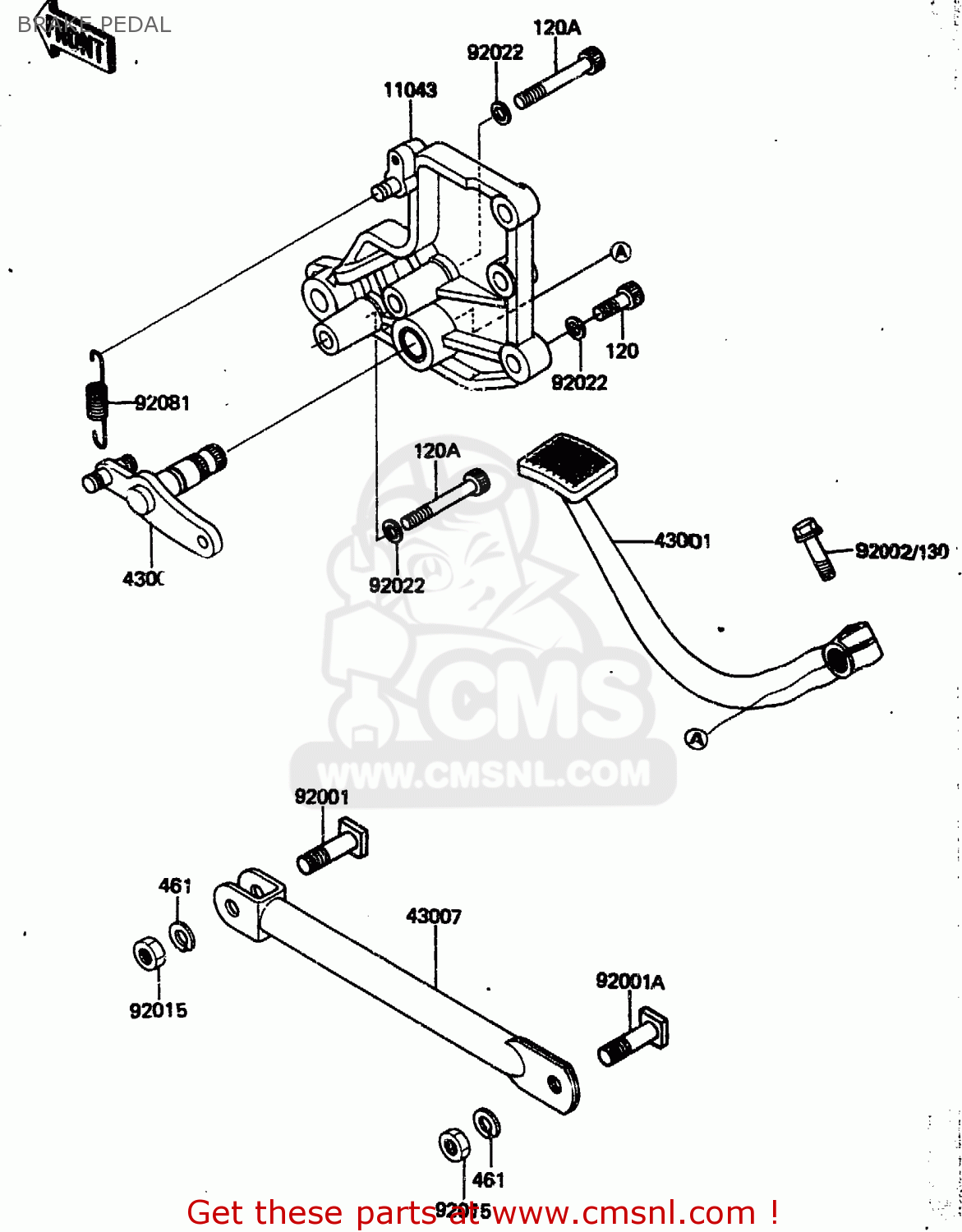 BRAKE PEDAL ZN1300A1 1983 USA CANADA