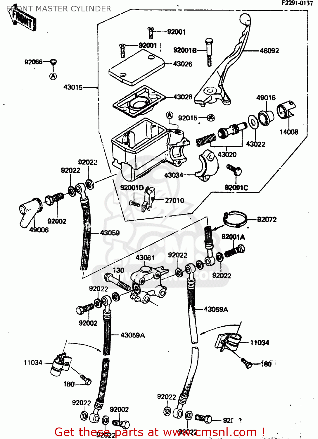FRONT MASTER CYLINDER ZN1300A1 1983 USA CANADA