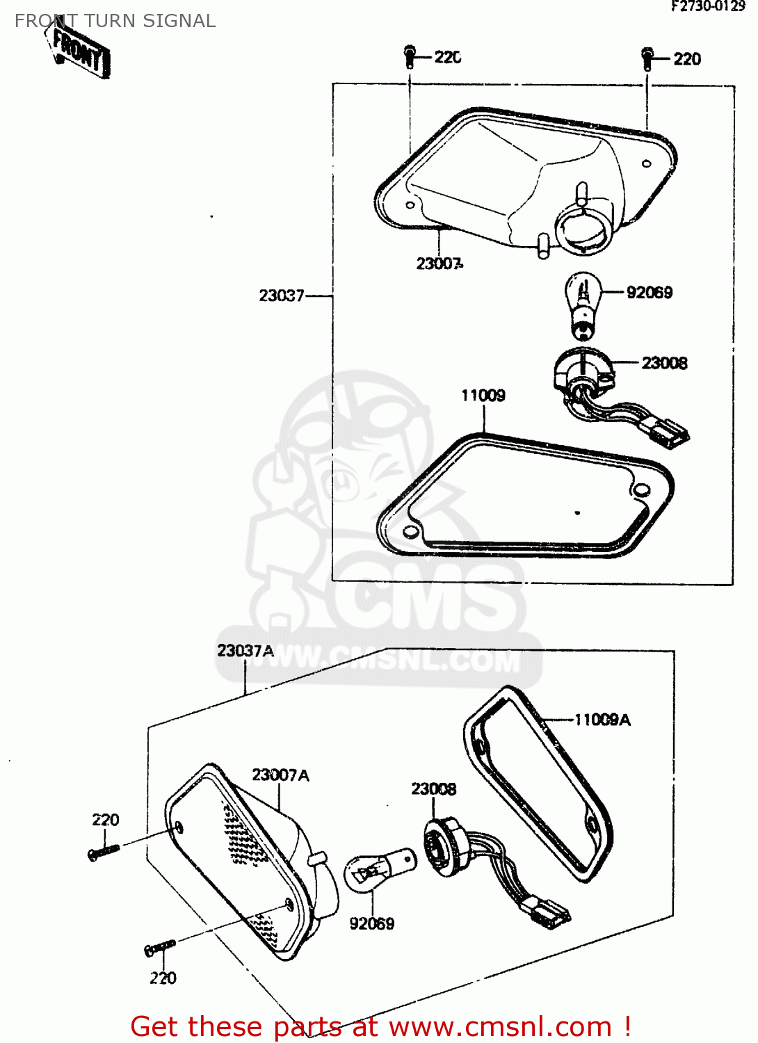 FRONT TURN SIGNAL ZN1300A1 1983 USA CANADA