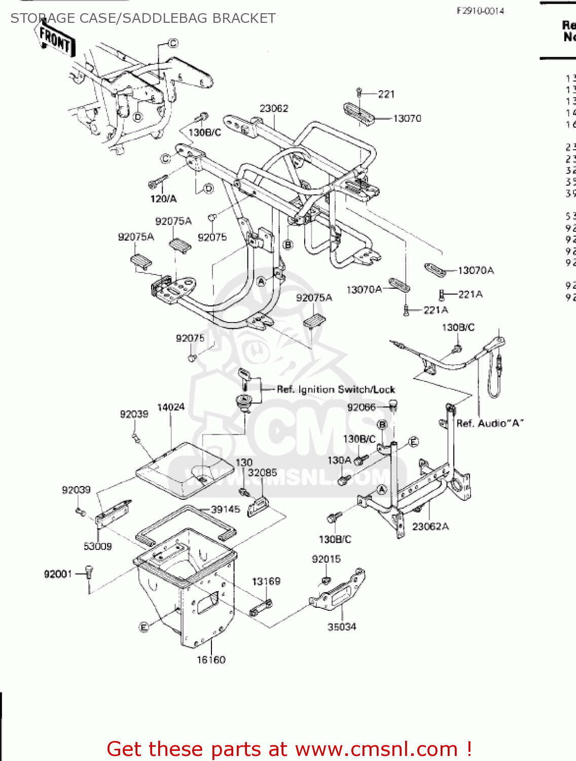 STORAGE CASE/SADDLEBAG BRACKET ZN1300A1 VOYAGER 1983 USA CALIFORNIA CANADA