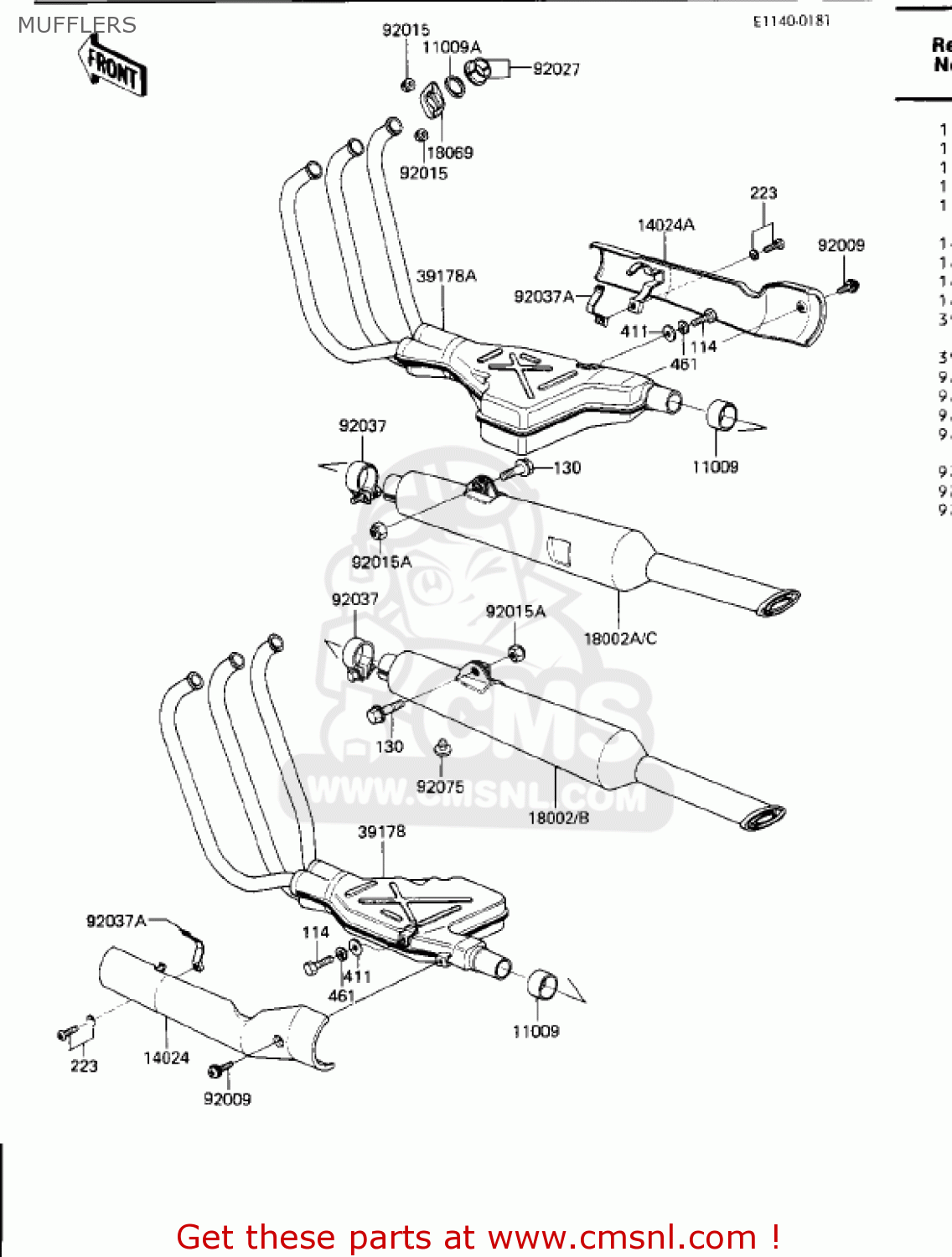 MUFFLERS ZN1300A1 VOYAGER 1983 USA CALIFORNIA CANADA