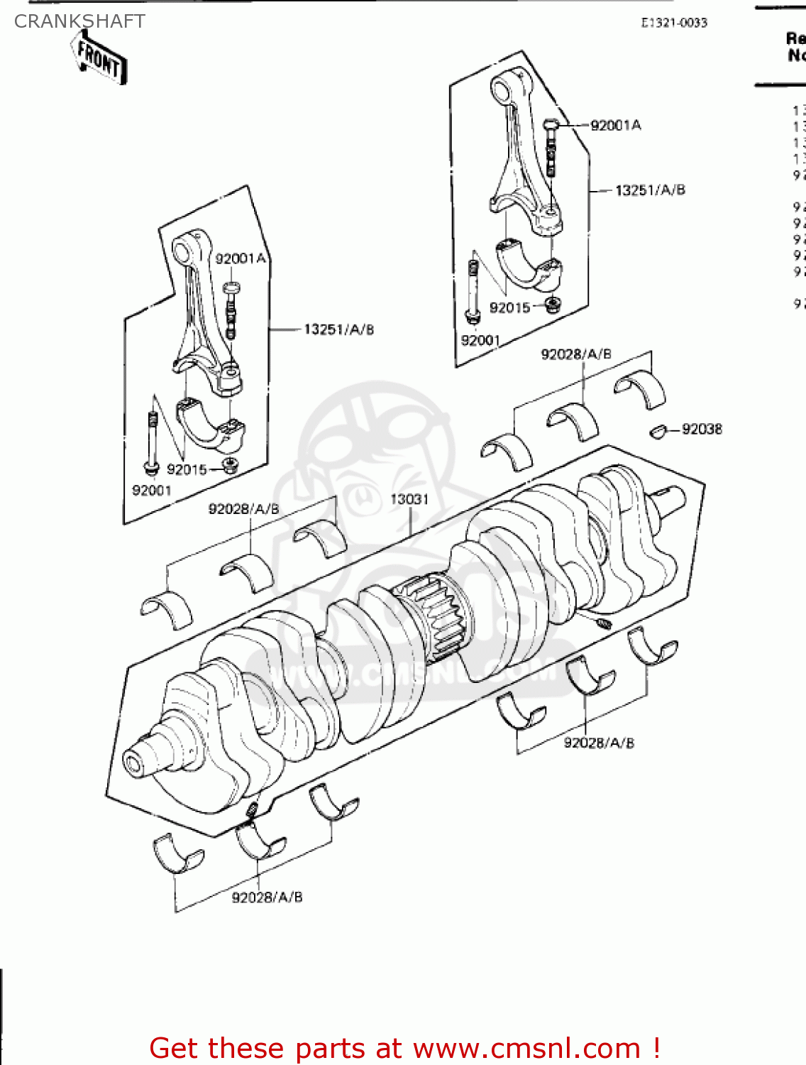CRANKSHAFT ZN1300A1 VOYAGER 1983 USA CALIFORNIA CANADA