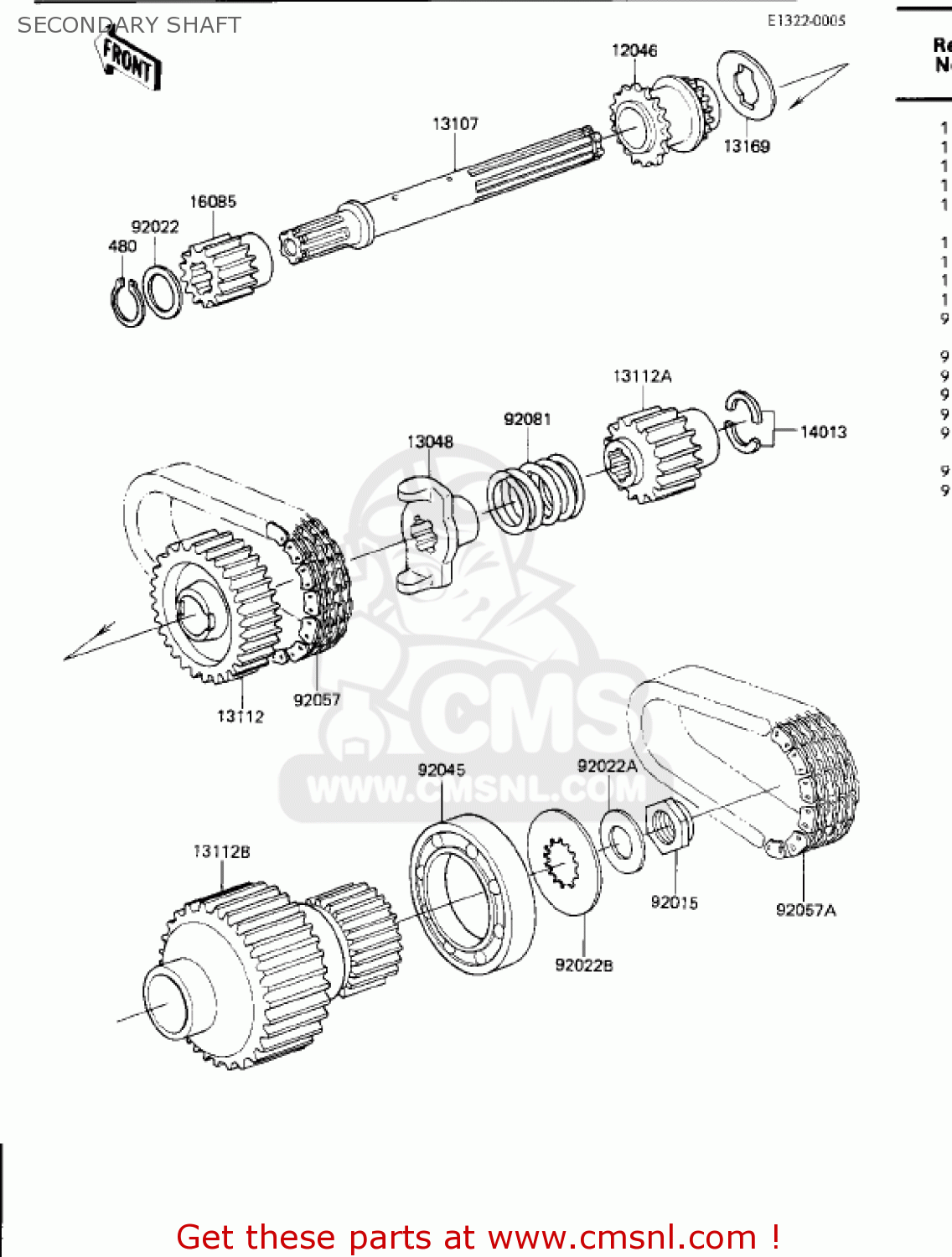 SECONDARY SHAFT ZN1300A1 VOYAGER 1983 USA CALIFORNIA CANADA