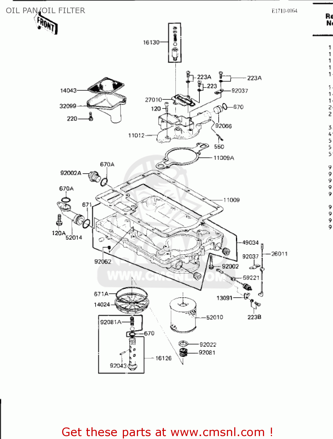 OIL PAN/OIL FILTER ZN1300A1 VOYAGER 1983 USA CALIFORNIA CANADA
