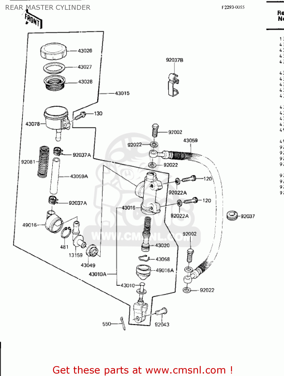 REAR MASTER CYLINDER ZN1300A1 VOYAGER 1983 USA CALIFORNIA CANADA