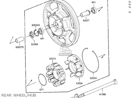 REAR WHEEL/HUB - ZN1300A1 VOYAGER 1983 USA CALIFORNIA CANADA