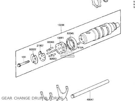 GEAR CHANGE DRUM & FORKS - ZN1300A1 VOYAGER 1983 USA CALIFORNIA CANADA