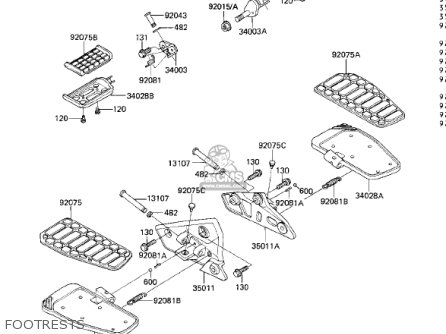 FOOTRESTS - ZN1300A1 VOYAGER 1983 USA CALIFORNIA CANADA
