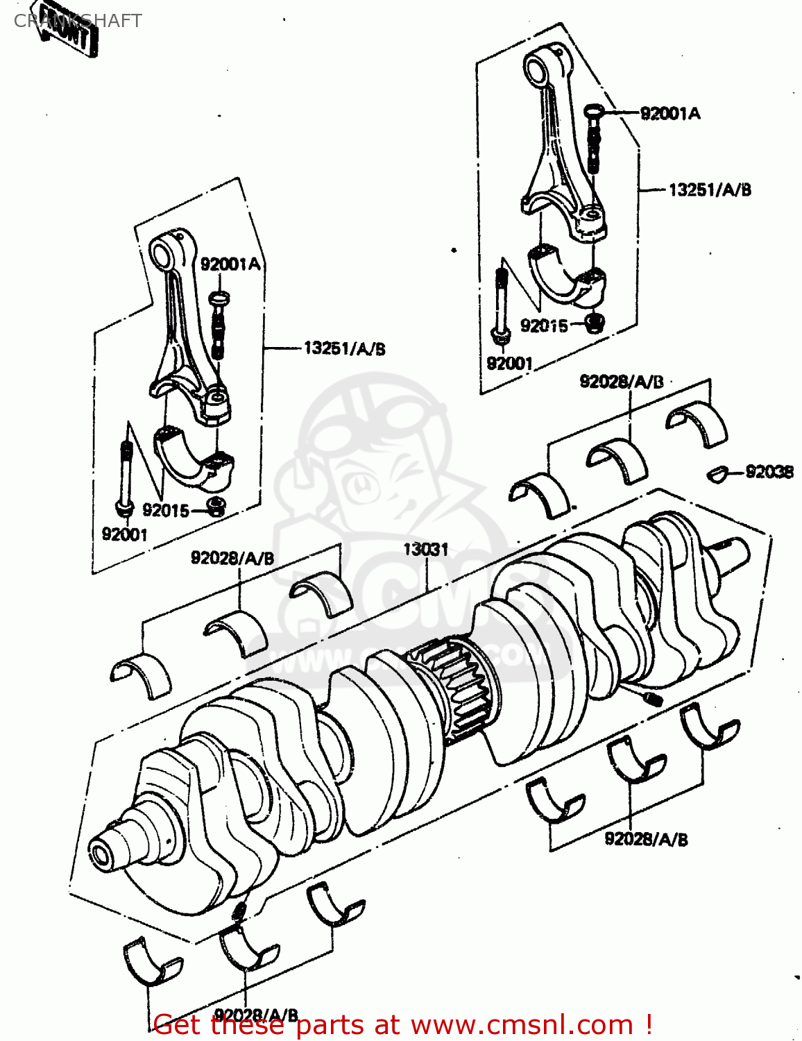 CRANKSHAFT ZN1300A2 1984 USA CALIFORNIA CANADA