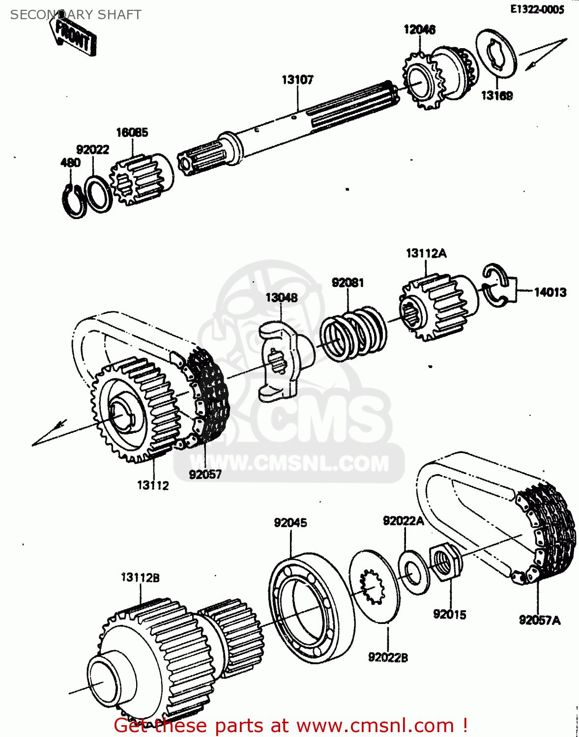 SECONDARY SHAFT ZN1300A2 1984 USA CALIFORNIA CANADA