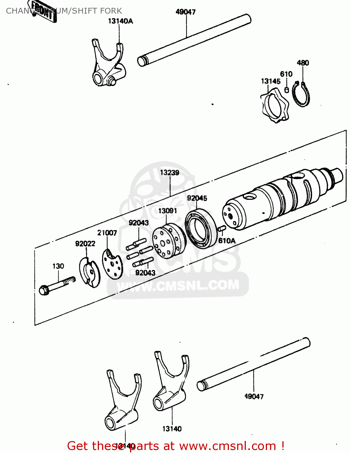 CHANGE DRUM/SHIFT FORK ZN1300A2 1984 USA CALIFORNIA CANADA