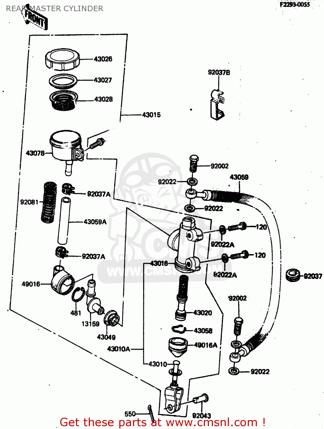 REAR MASTER CYLINDER ZN1300A2 1984 USA CALIFORNIA CANADA