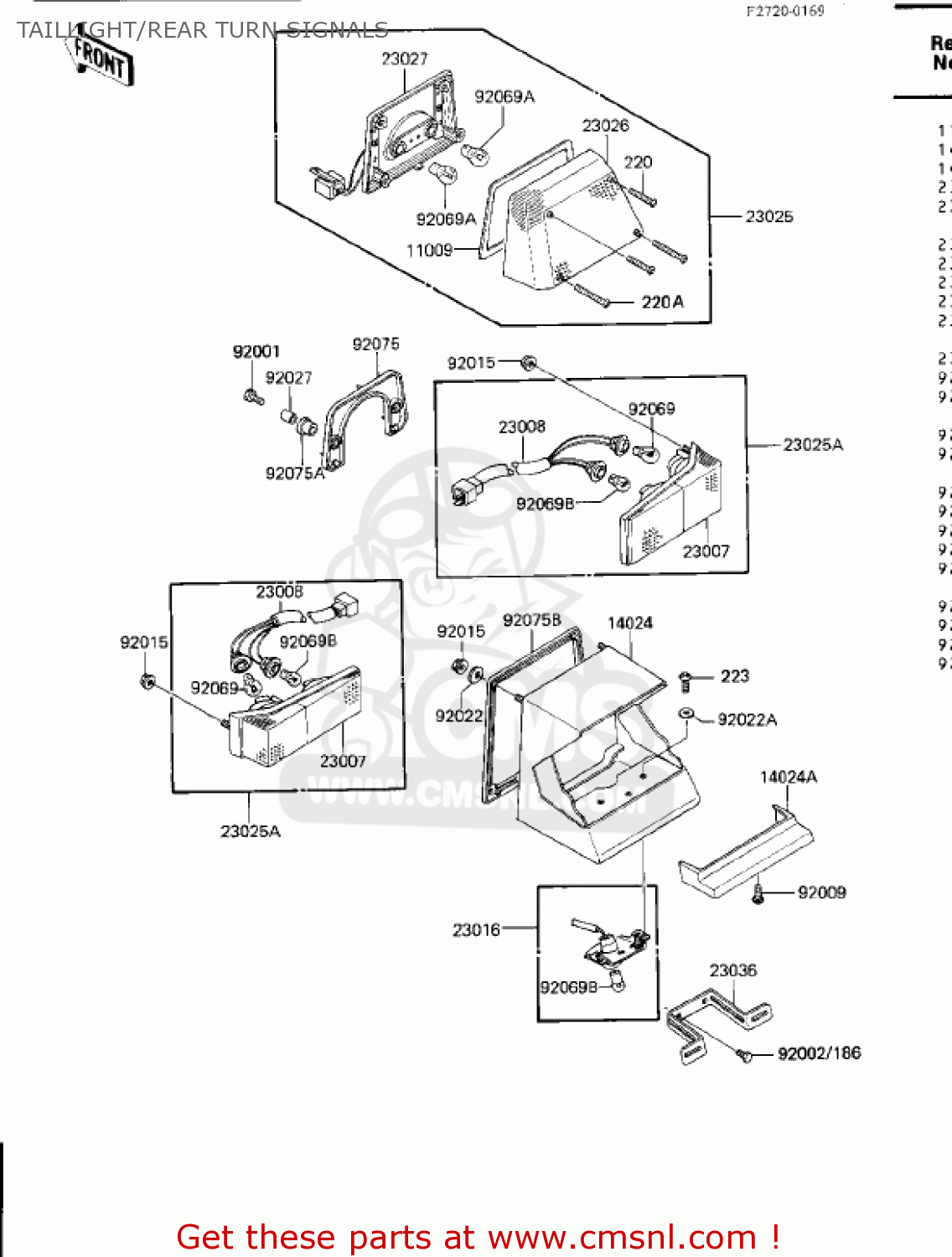 TAILLIGHT/REAR TURN SIGNALS ZN1300A2 VOYAGER 1984 USA CALIFORNIA CANADA