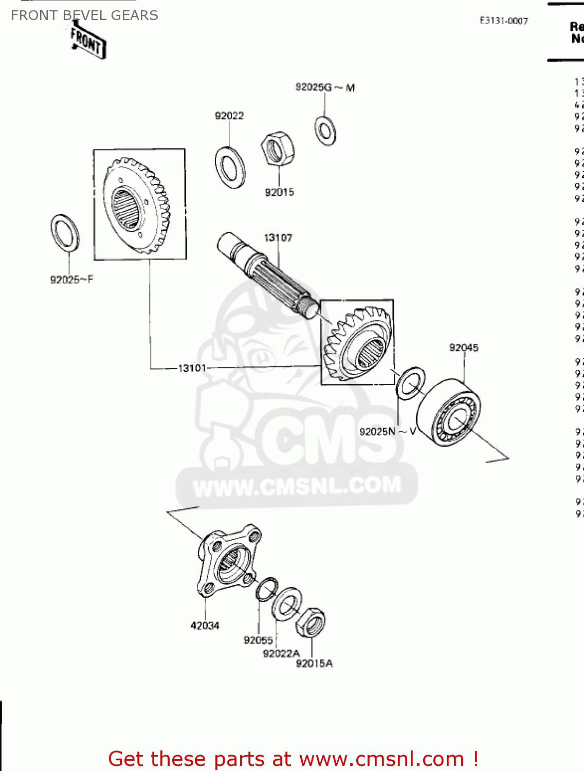 FRONT BEVEL GEARS ZN1300A2 VOYAGER 1984 USA CALIFORNIA CANADA