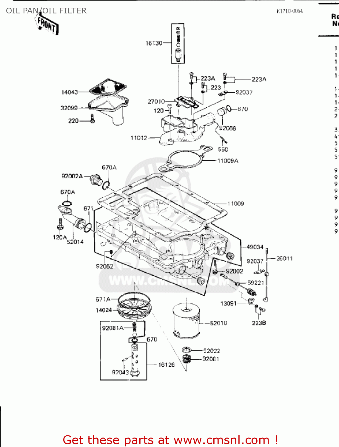 OIL PAN/OIL FILTER ZN1300A2 VOYAGER 1984 USA CALIFORNIA CANADA
