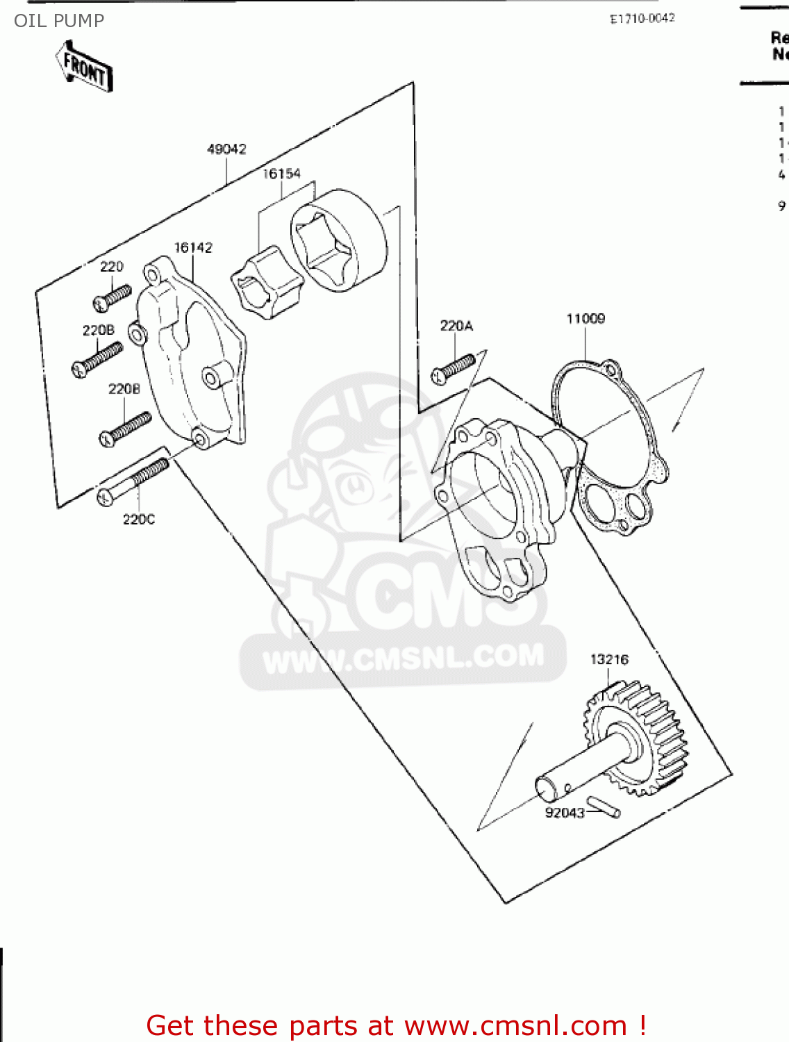 OIL PUMP ZN1300A2 VOYAGER 1984 USA CALIFORNIA CANADA