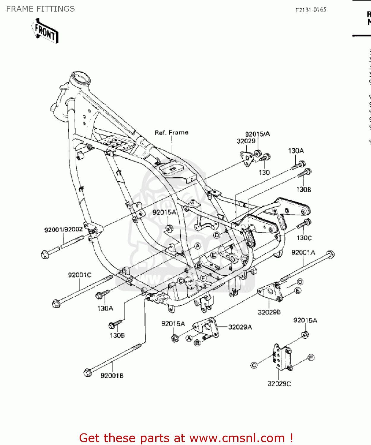 FRAME FITTINGS ZN1300A2 VOYAGER 1984 USA CALIFORNIA CANADA