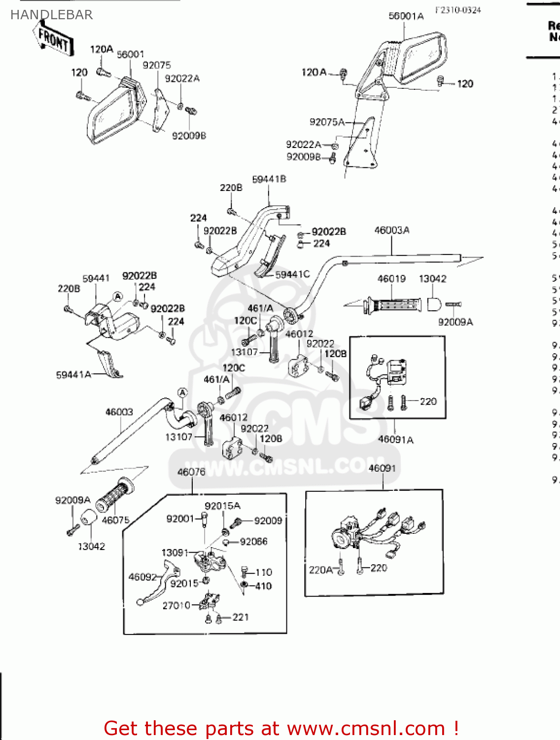 HANDLEBAR ZN1300A2 VOYAGER 1984 USA CALIFORNIA CANADA