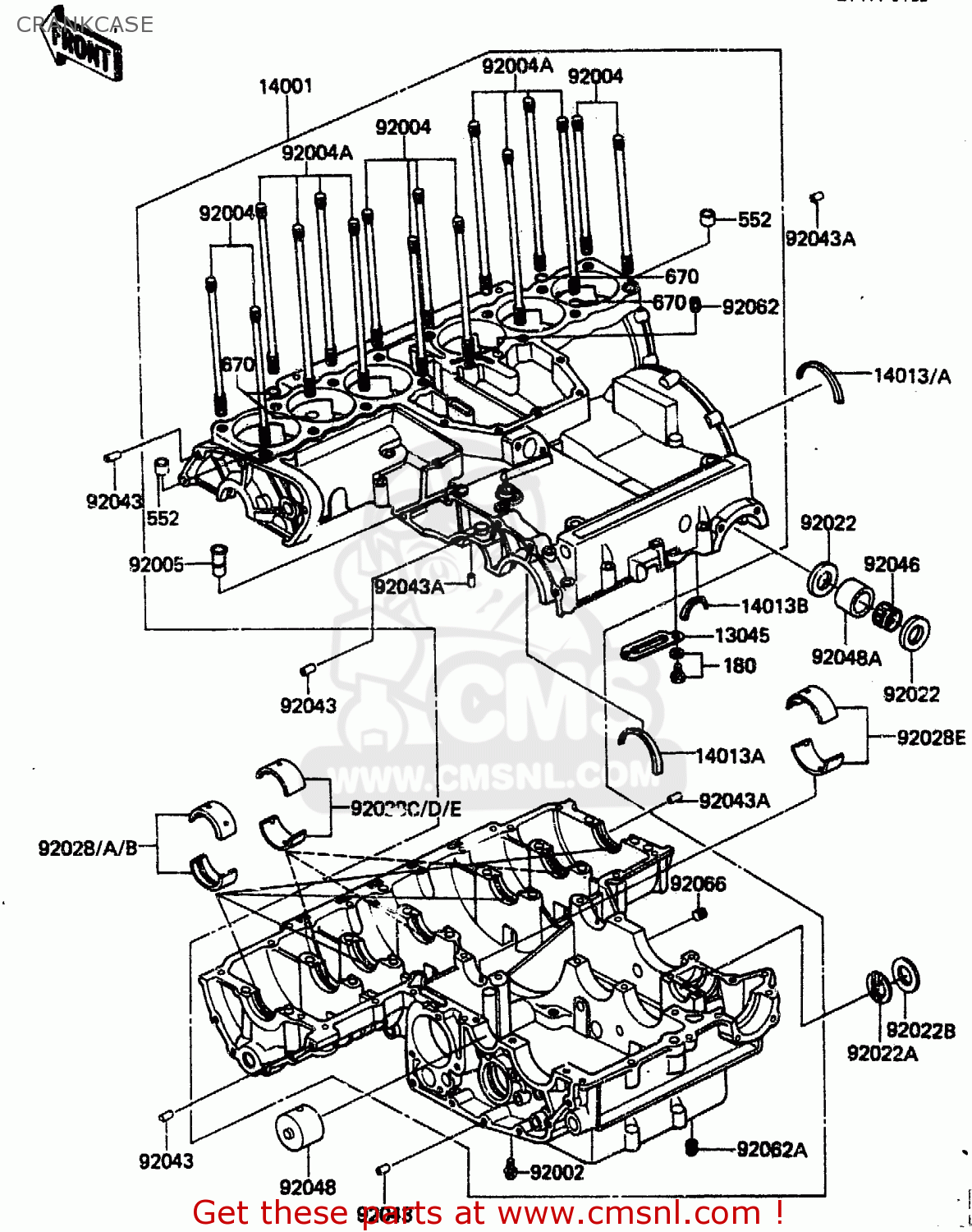 CRANKCASE ZN1300A3 1985 USA CALIFORNIA CANADA