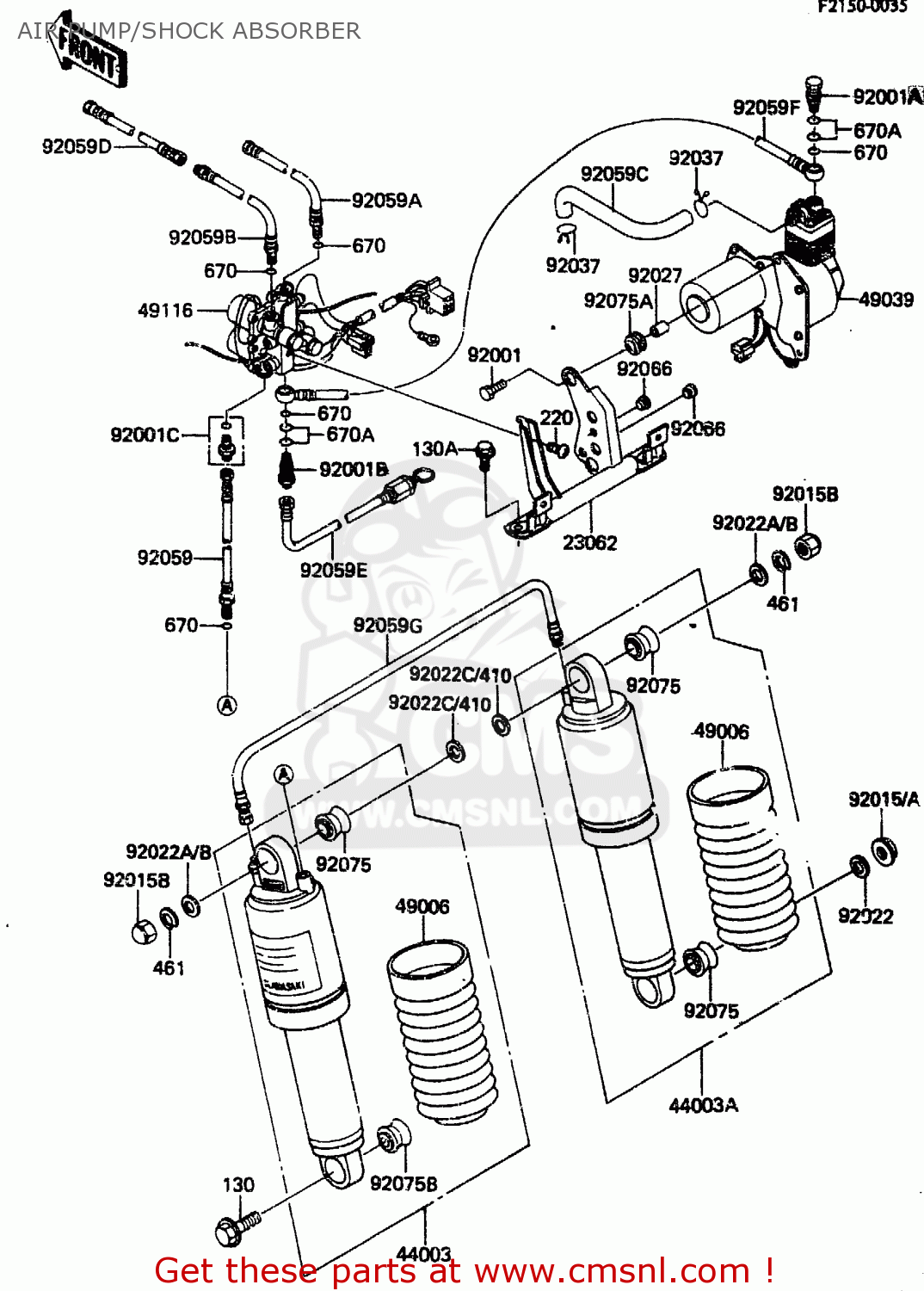 AIR PUMP/SHOCK ABSORBER ZN1300A3 1985 USA CALIFORNIA CANADA