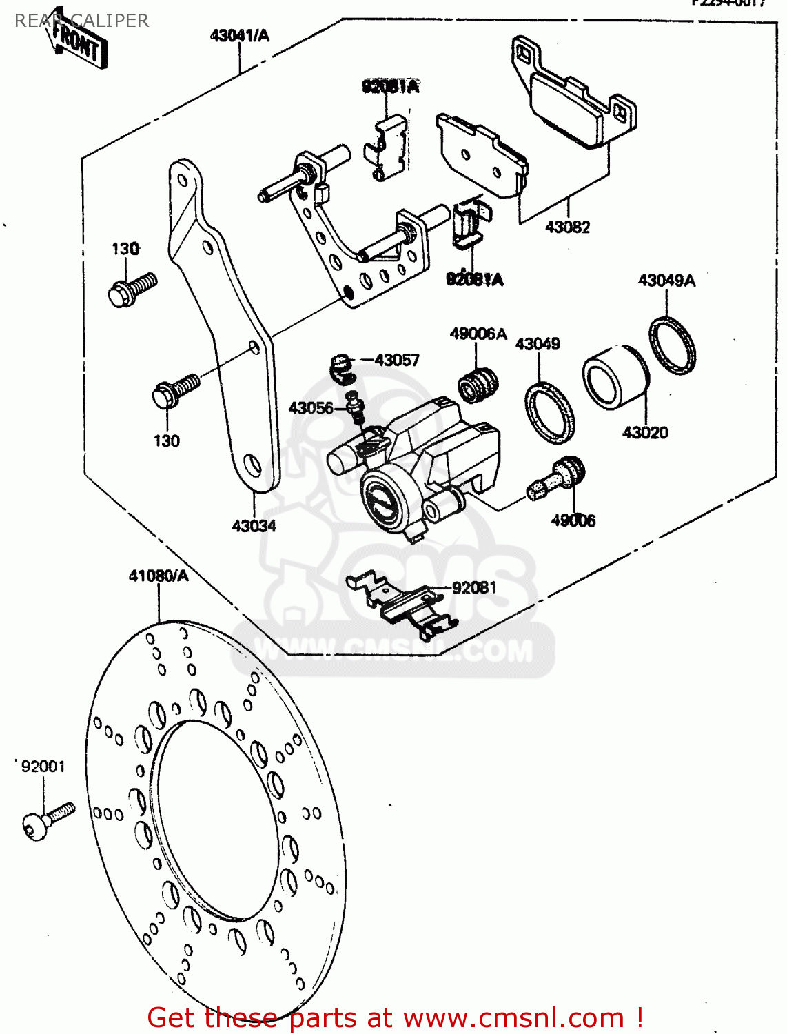 REAR CALIPER ZN1300A3 1985 USA CALIFORNIA CANADA