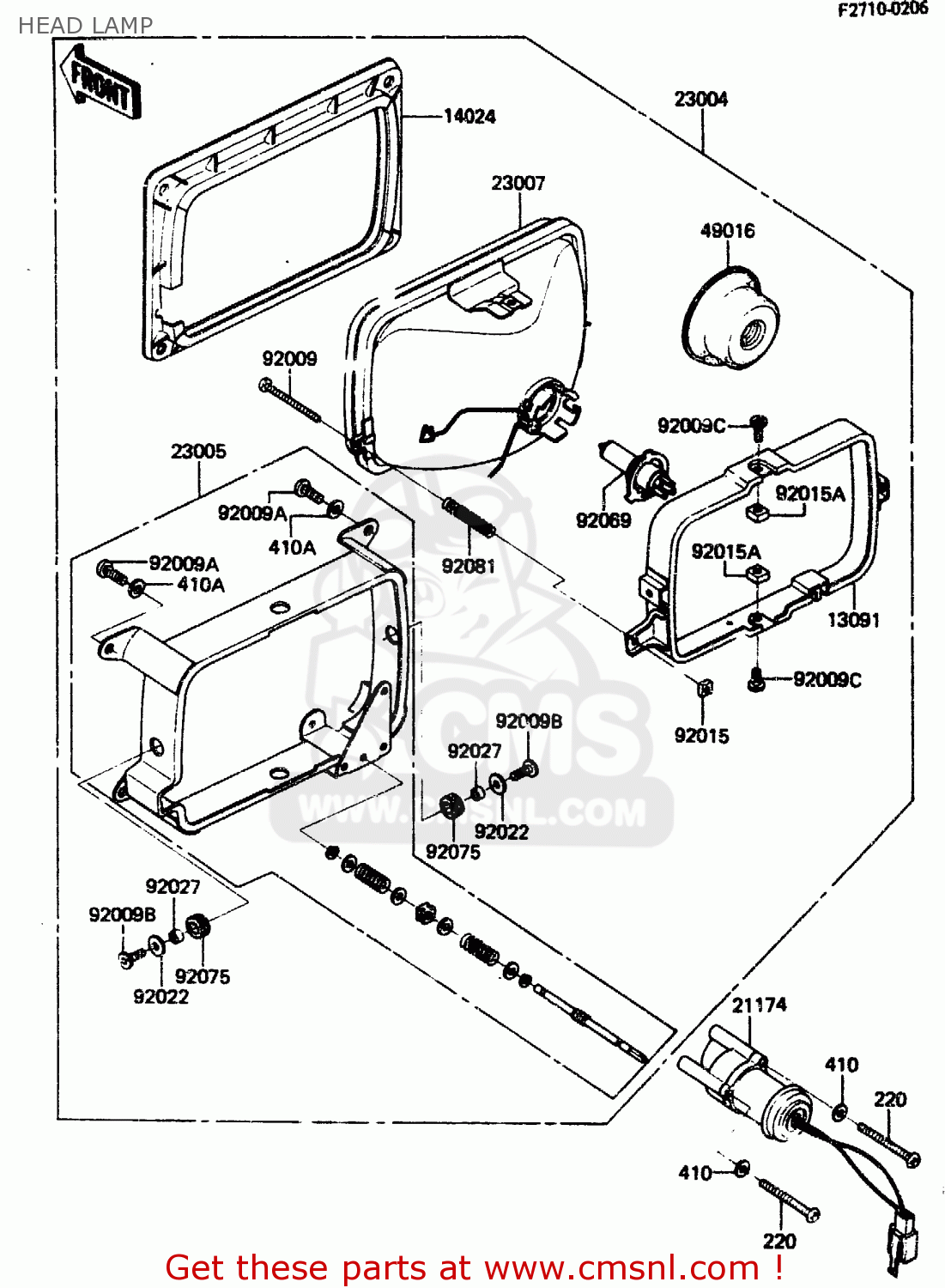HEAD LAMP ZN1300A3 1985 USA CALIFORNIA CANADA