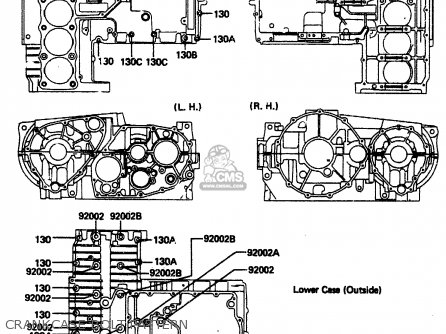 CRANKCASE BOLT PATTERN - ZN1300A3 1985 USA CALIFORNIA CANADA