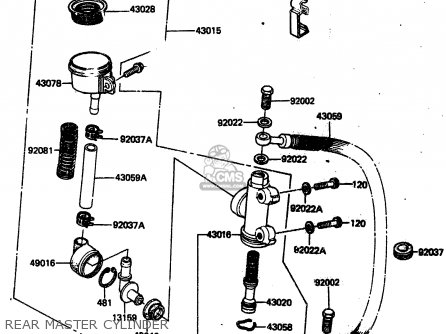 REAR MASTER CYLINDER - ZN1300A3 1985 USA CALIFORNIA CANADA