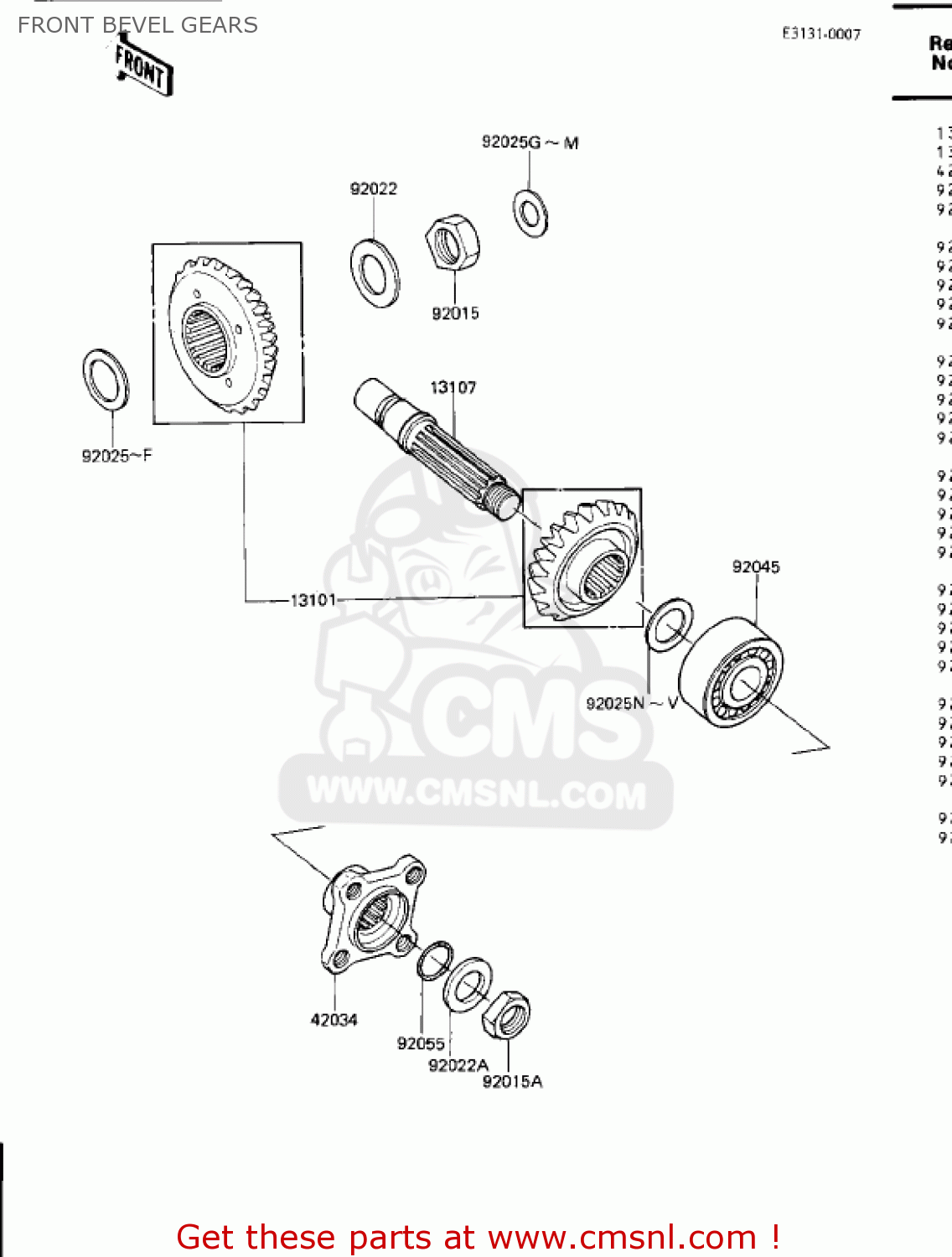 FRONT BEVEL GEARS ZN1300A3 VOYAGER 1985 USA CALIFORNIA CANADA