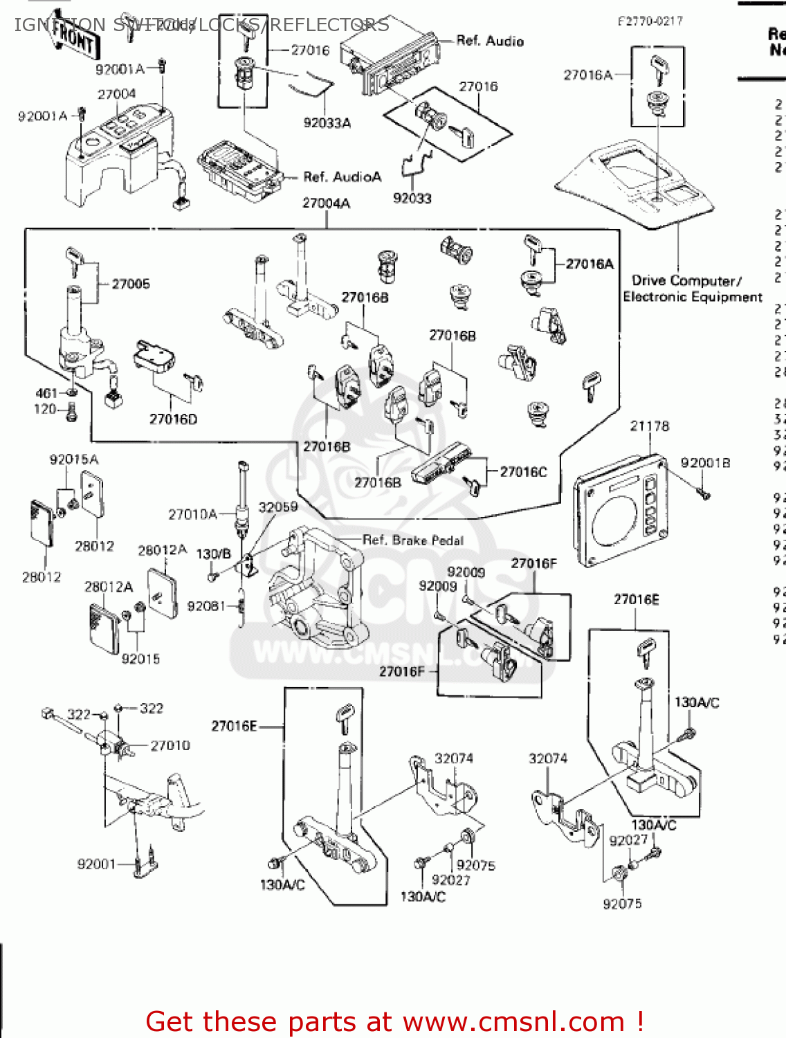 IGNITION SWITCH/LOCKS/REFLECTORS ZN1300A3 VOYAGER 1985 USA CALIFORNIA CANADA