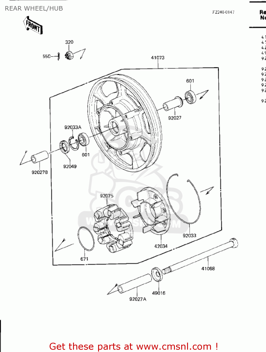 REAR WHEEL/HUB ZN1300A3 VOYAGER 1985 USA CALIFORNIA CANADA
