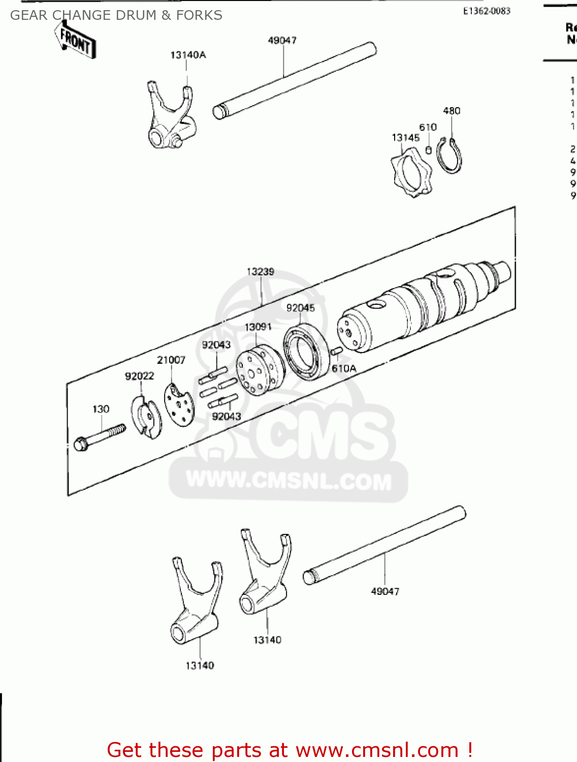 GEAR CHANGE DRUM & FORKS ZN1300A3 VOYAGER 1985 USA CALIFORNIA CANADA