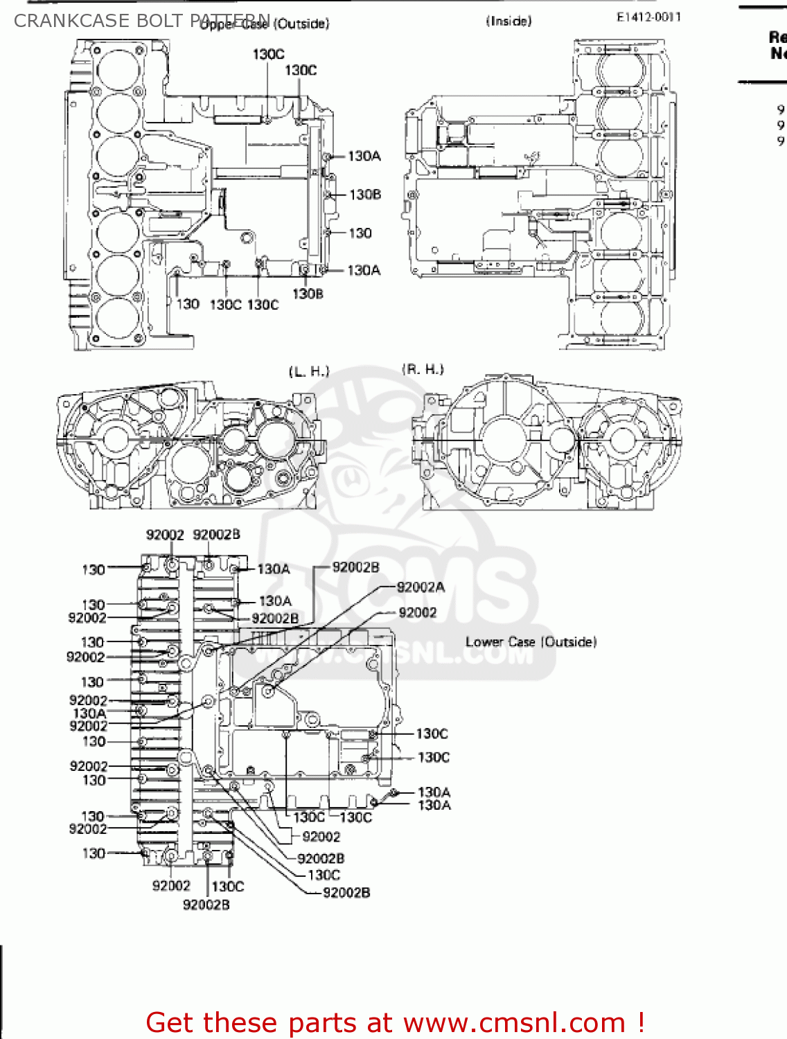 CRANKCASE BOLT PATTERN ZN1300A3 VOYAGER 1985 USA CALIFORNIA CANADA