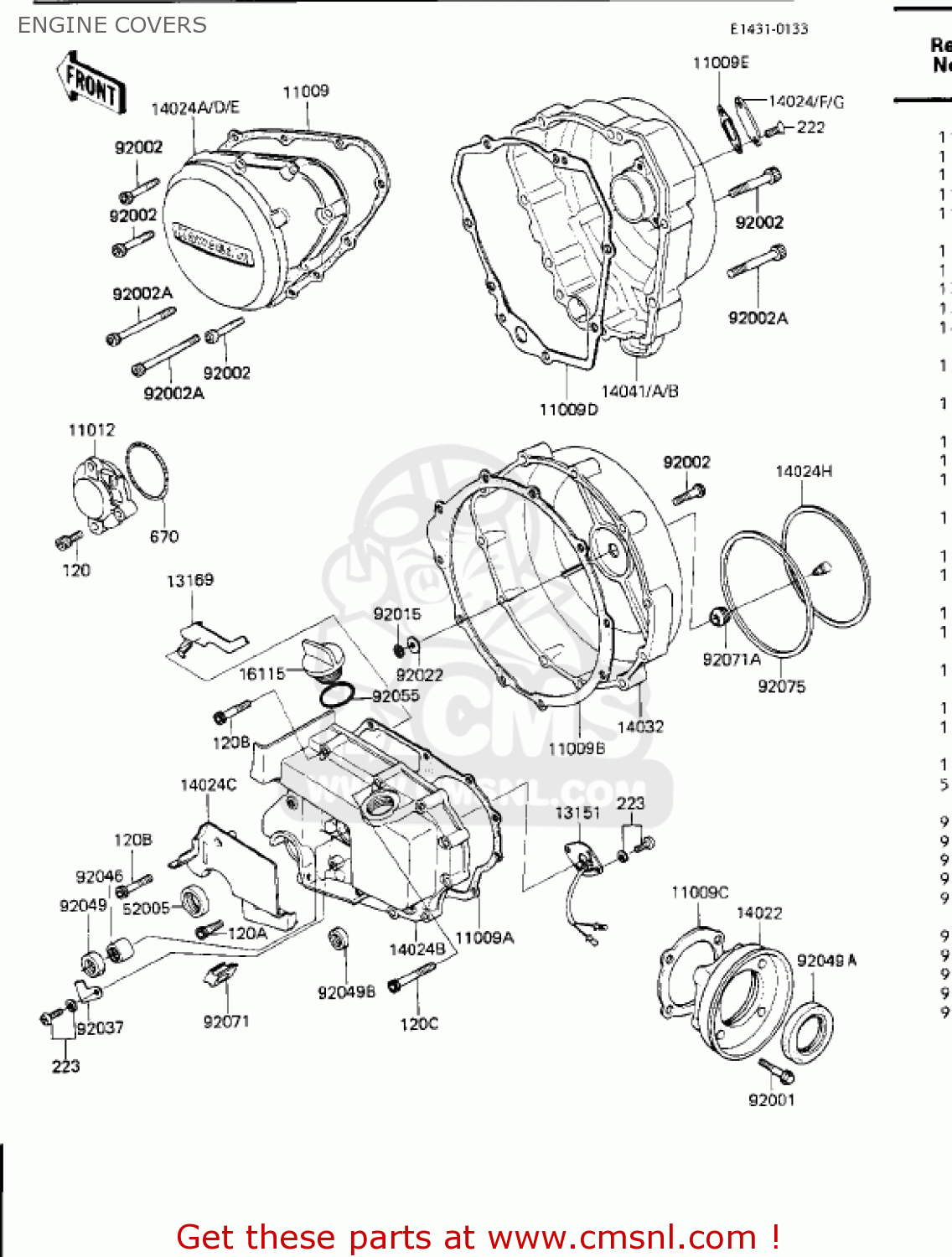 ENGINE COVERS ZN1300A3 VOYAGER 1985 USA CALIFORNIA CANADA