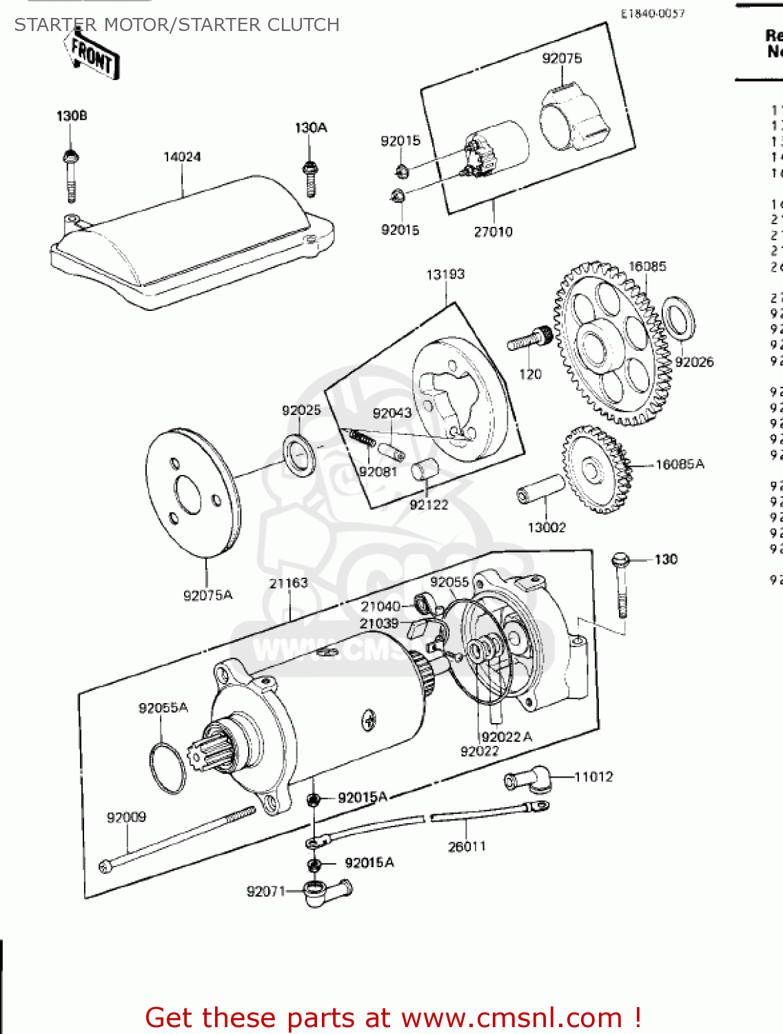 STARTER MOTOR/STARTER CLUTCH ZN1300A3 VOYAGER 1985 USA CALIFORNIA CANADA
